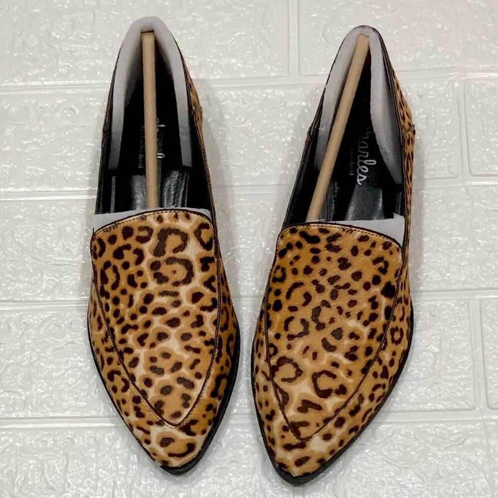 CHARLES BY CHARLES DAVID FIne Leather Hair Calf Elegant Leopard Loafer Flats